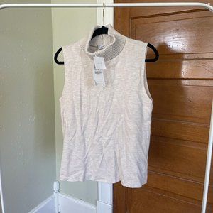 Zara Cream Sleeveless Turtleneck Sweater